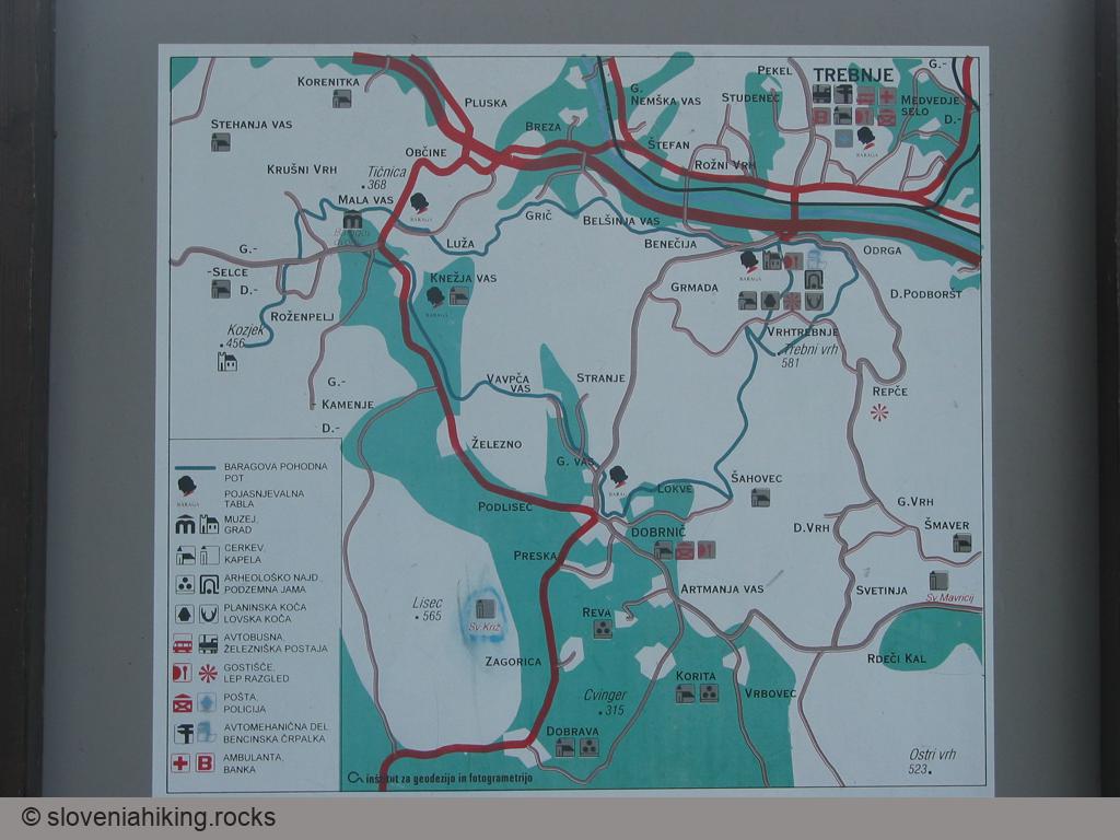 Zemljevid Baragove poti